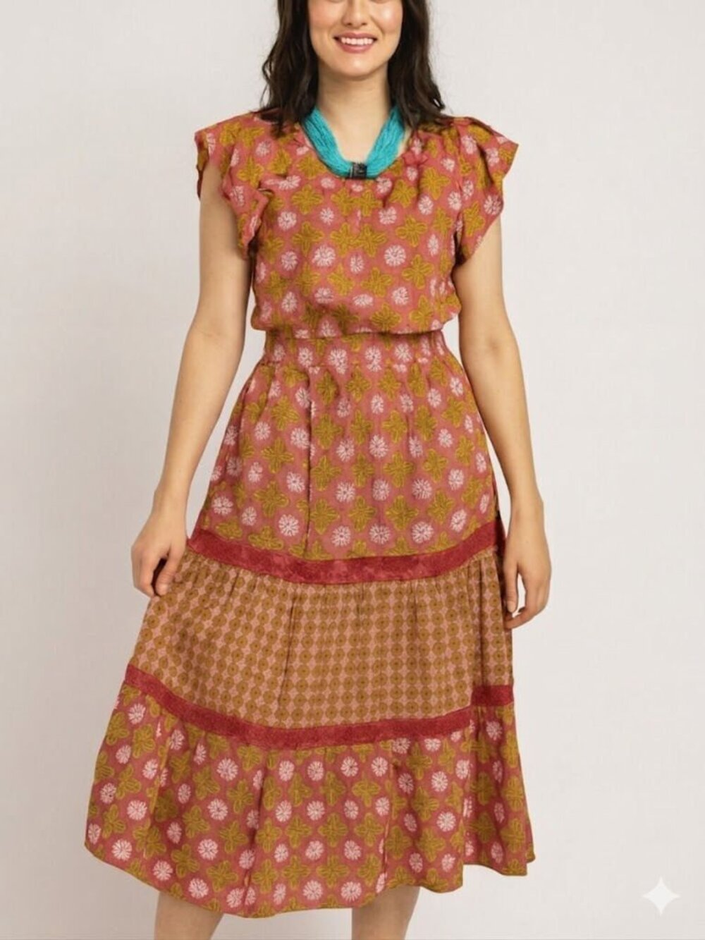 SIGRID OLSEN LADIES 2 PIECE SHIRT & MAXI SKIRT SET‎